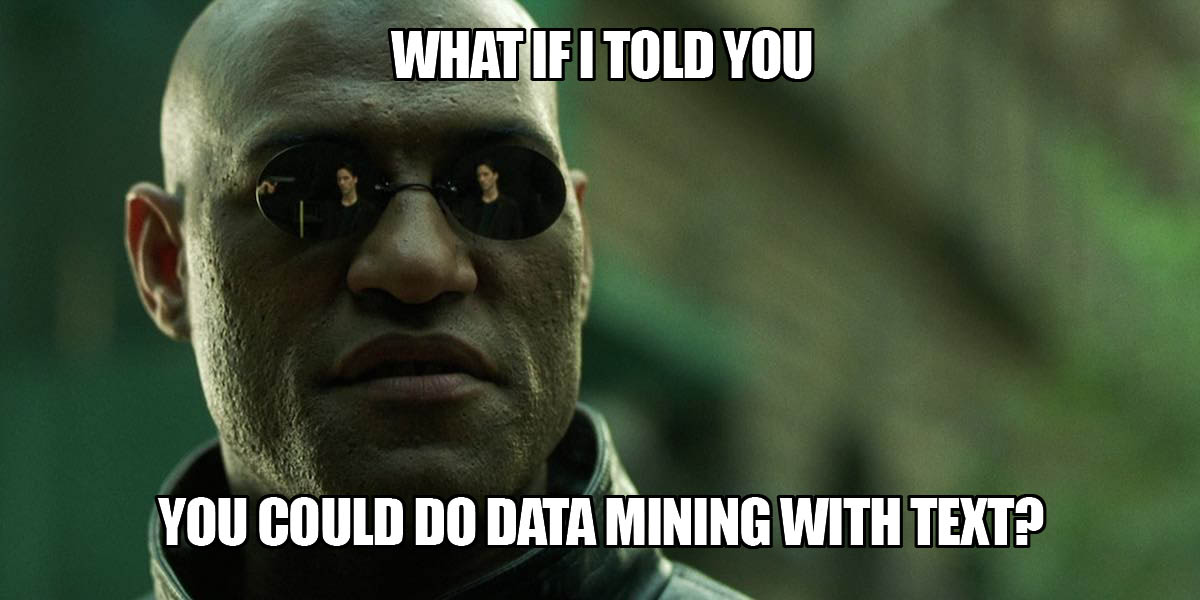 what if i told you you could do data mining with text ? (mème)